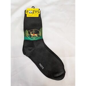 Foozys Deer Hunting Crosshairs Novelty Crew Socks Mens 10-13 Black New NWT Buck